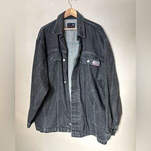 JORDAN TWO 3 gray denim shirt jacket vintage Y2K streetwear sz XXL Nike urban